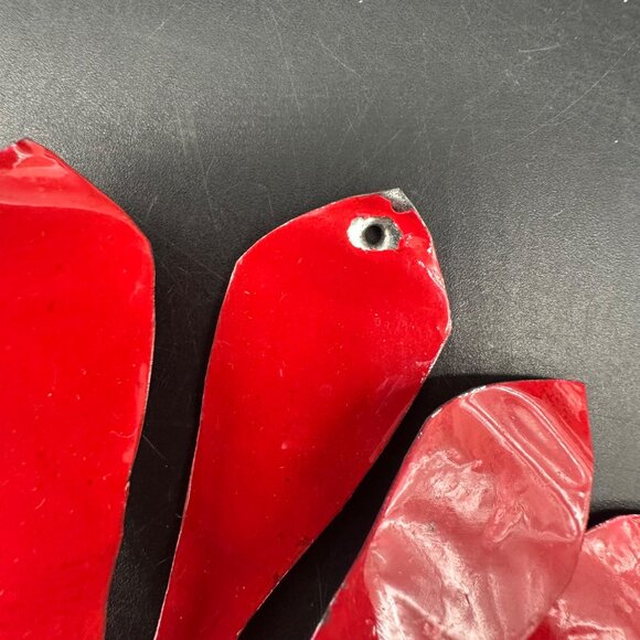 Vintage Christmas Ornament Handmade Red Silver Flower Aluminum Metal Atomic - Picture 5 of 8